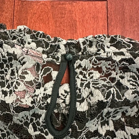 Anthropologie Dolan Green Lace Long Sleeve Ruffle Collar Puff SleeveTop Sz Small - Picture 8 of 12